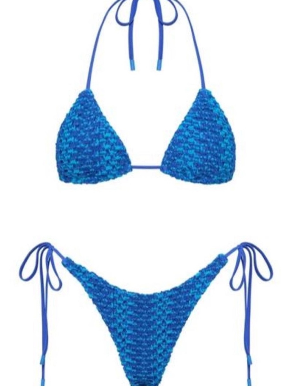 Blue Crocheted Tie-Side Bikini Set